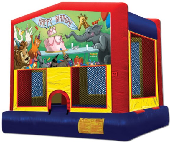 HAPPY BIRTHDAY 2 IN 1 BOUNCE HOUSE (basketball hoop included)
