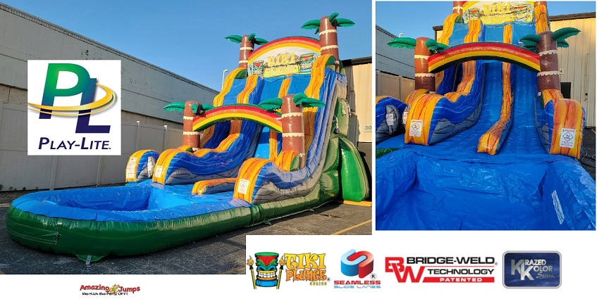 23FT tall Tiki Plunge Double Lane Slide with Deep Pool - Water Slides ...